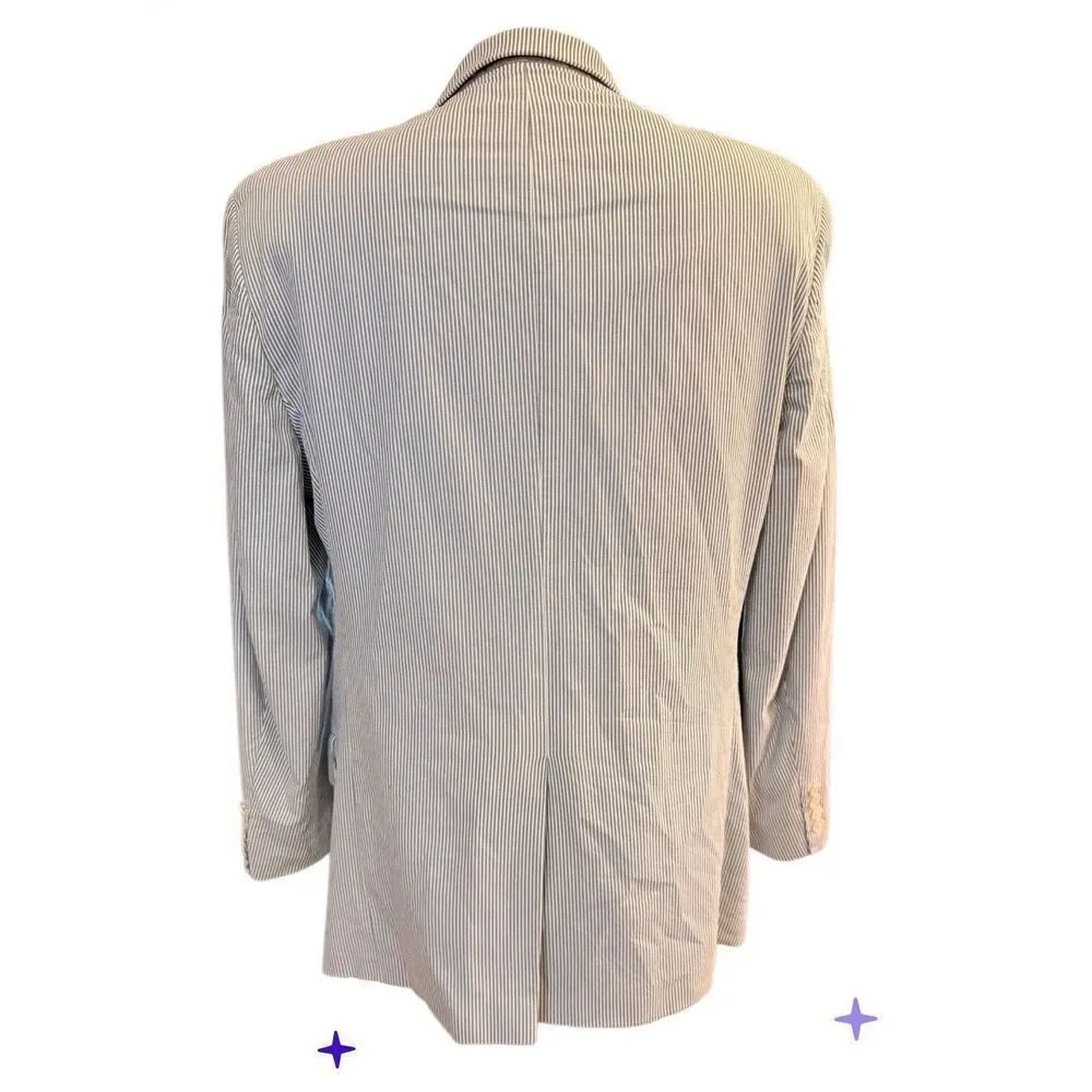 Corbin Men’s Sport Coat Blazer Blue White Seersucker - Picture 8 of 11